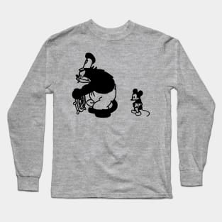 Angry Cat and Sad Mouse in Steamboat Willie 1928 Long Sleeve T-Shirt